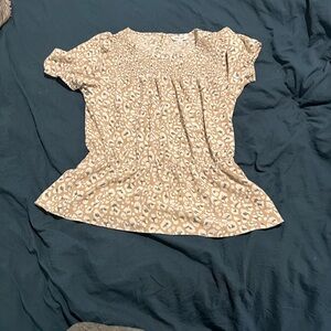 Nine West Tan Animal Print Blouse